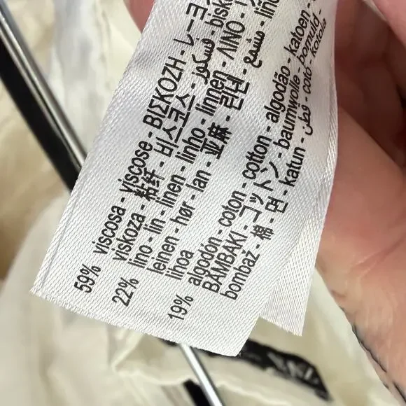 Zara NWOT White Cotton Linen Ultra High Pleated Wide Leg Trouser Pants Large - Picture 7 of 8